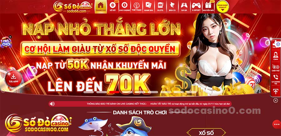 Giao diện trang chủ nhà cái SODO Casino chính thức tại sodocasino0.com