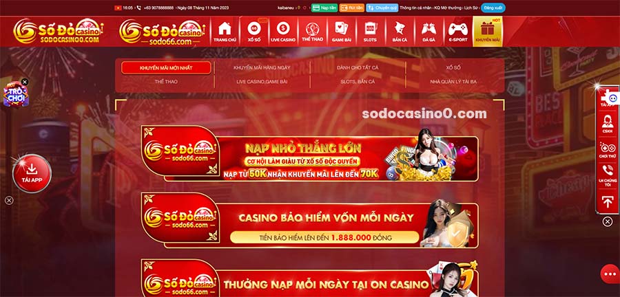 Danh sách các khuyến mãi của nhà cái SODO Casino